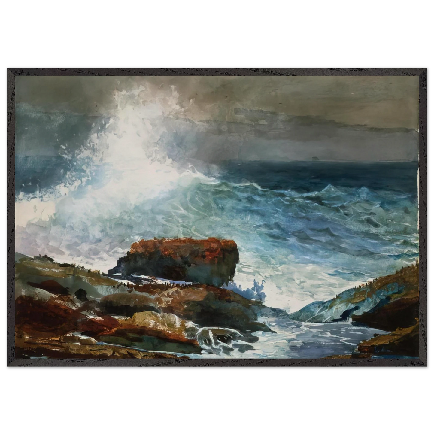 INCOMING TIDE SCARBORO MAINE - Winslow Homer Framed Art Print – Black Wooden Frame - Default Title - -Framed Art Print