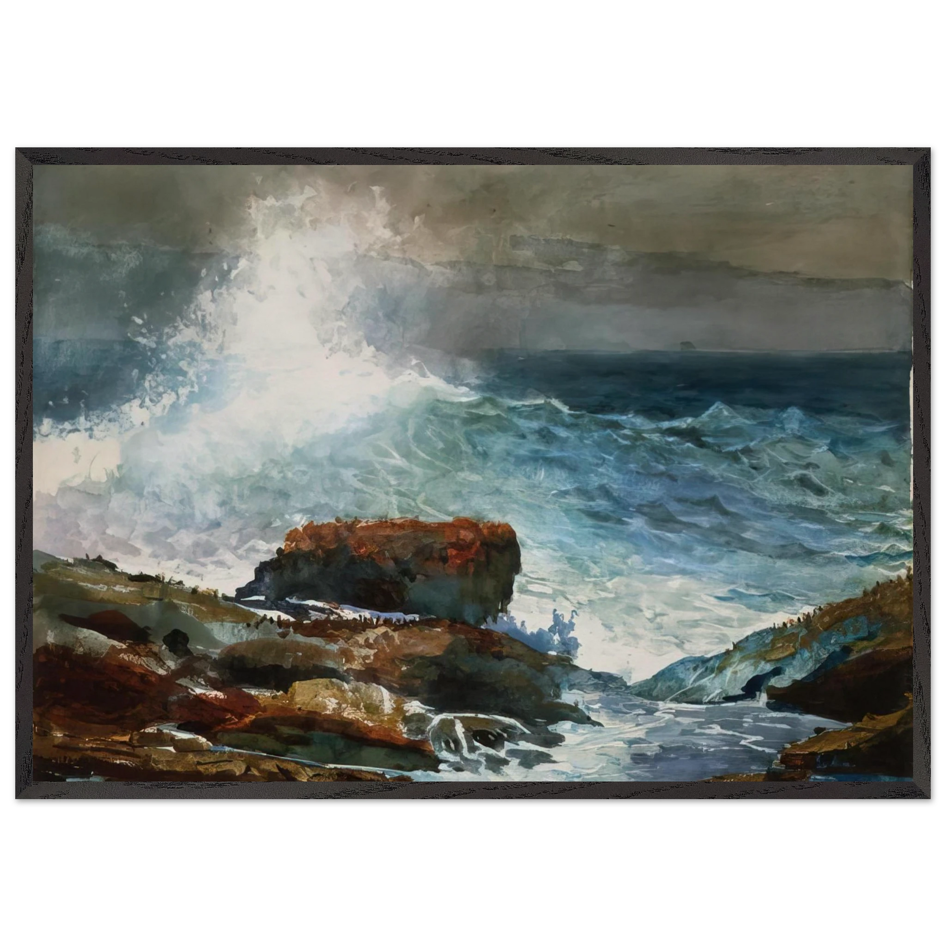 INCOMING TIDE SCARBORO MAINE - Winslow Homer Framed Art Print – Black Wooden Frame - Default Title - -Framed Art Print