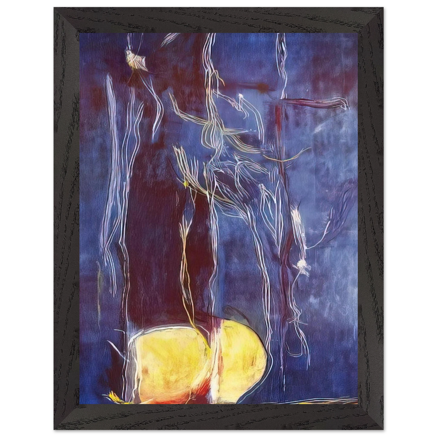 Helen Frankenthaler - All About Blue - 1994 Wall art - 27x35 cm / 11x14 inches - Premium Wooden Framed Poster With Fine Art Paper - White frame