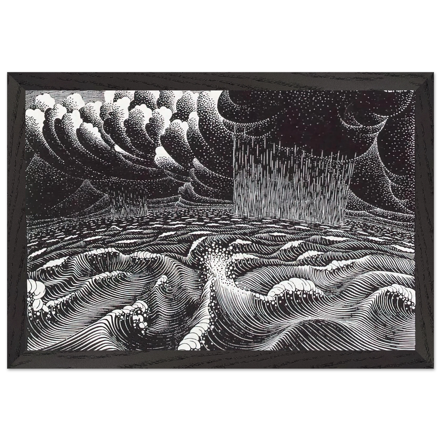 MC Escher - THE 2ND DAY OF THE CREATION Wall Art - 21x29.7 cm / 8x12" - Premium Wooden Framed Poster With Fine Art Paper - Wood frame