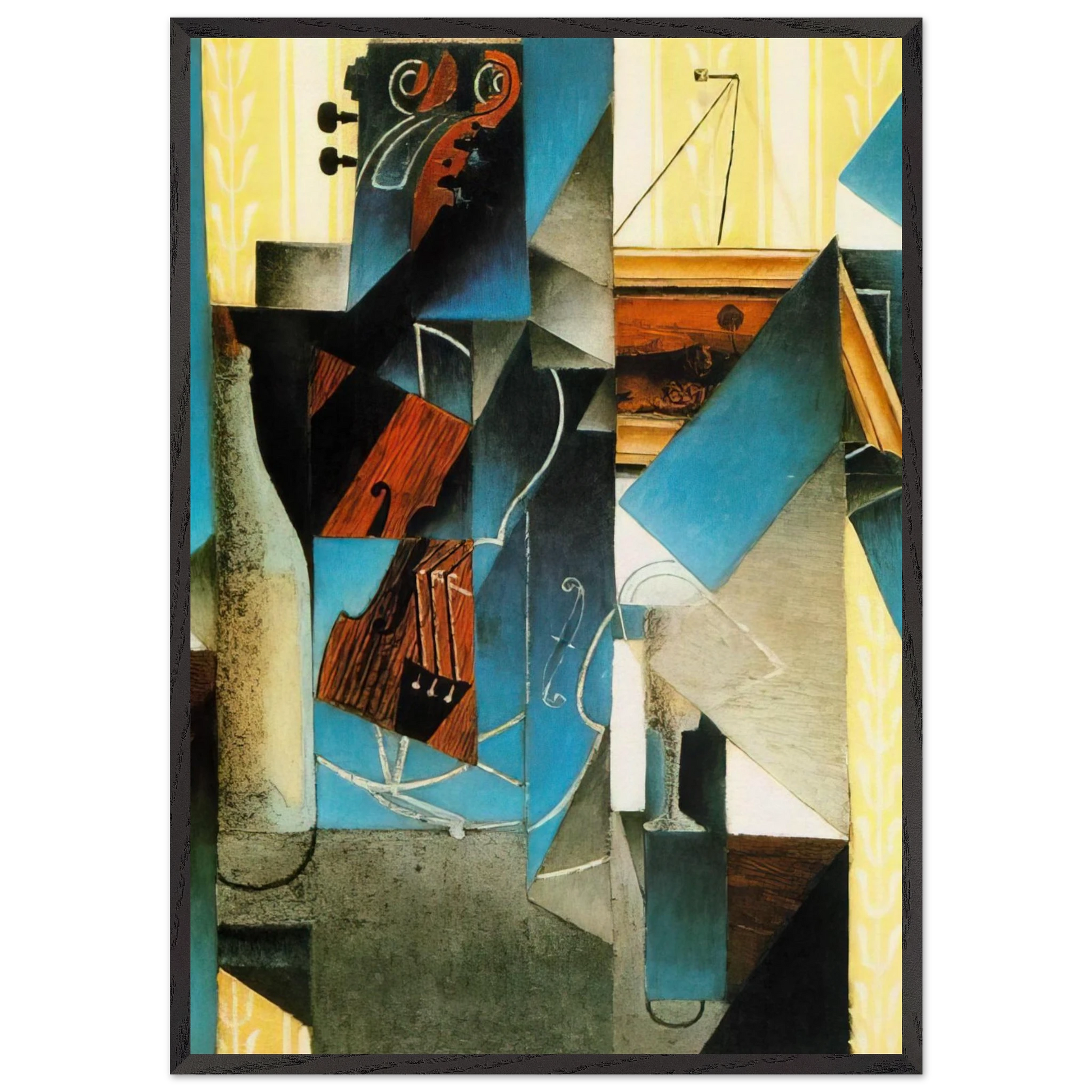VIOLIN AND PRINT 1913 - Juan Gris Framed Art Print – Black Wooden Frame - Default Title - -Framed Art Print