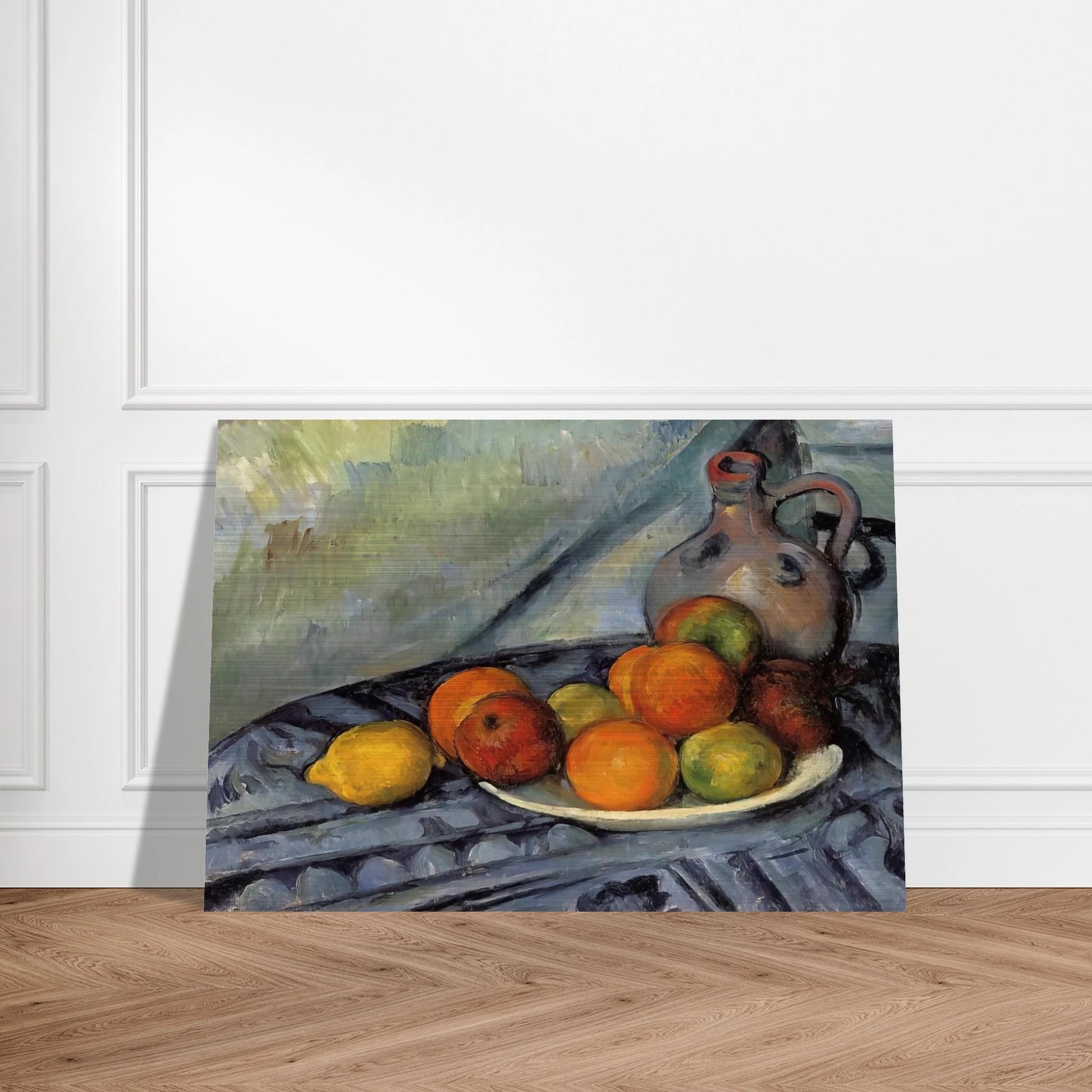 Fruit and Jug on a Table - Paul Cézanne Brushed Aluminum Print - 70x100 cm / 28x40 inches | Paul Cézanne Aluminum Print | Paul Cézanne Prints