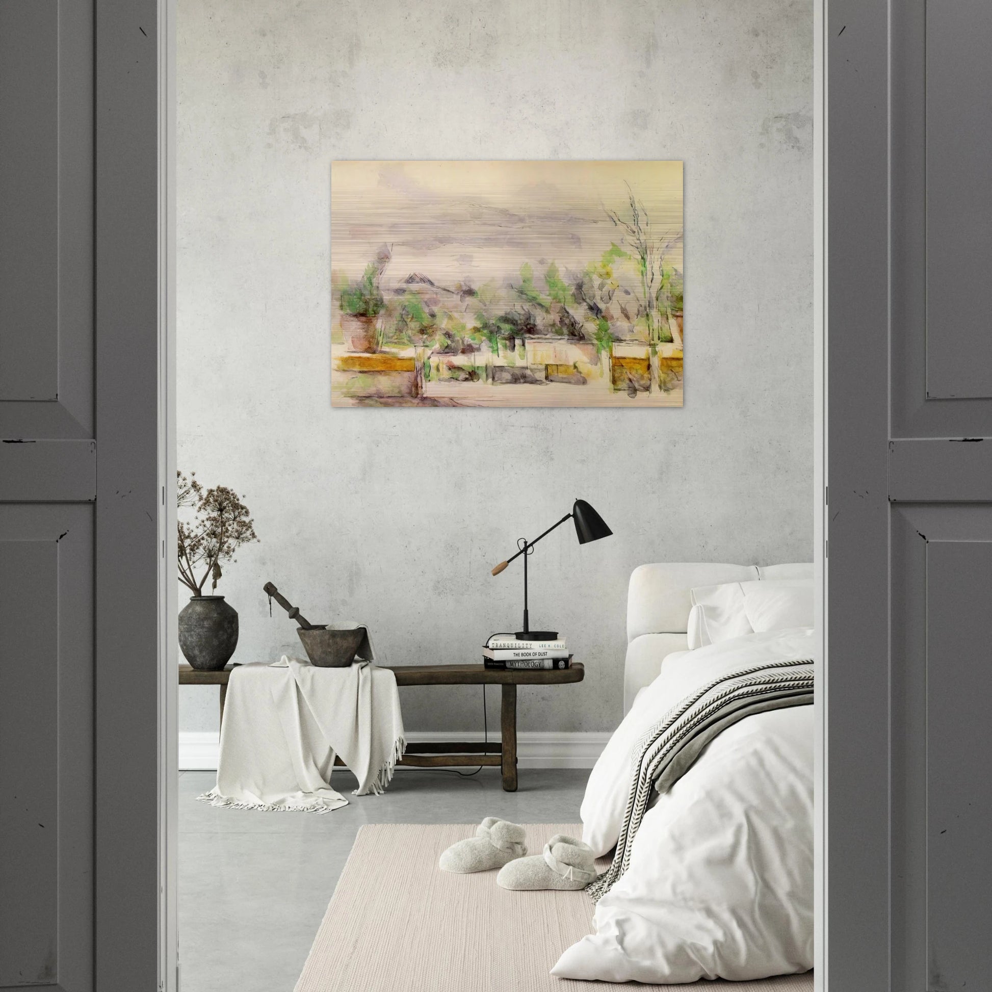 The Garden Terrace at Les Lauves - Paul Cézanne Brushed Aluminum Print - 70x100 cm / 28x40 inches | Paul Cézanne Aluminum Print | Paul Cézanne Prints