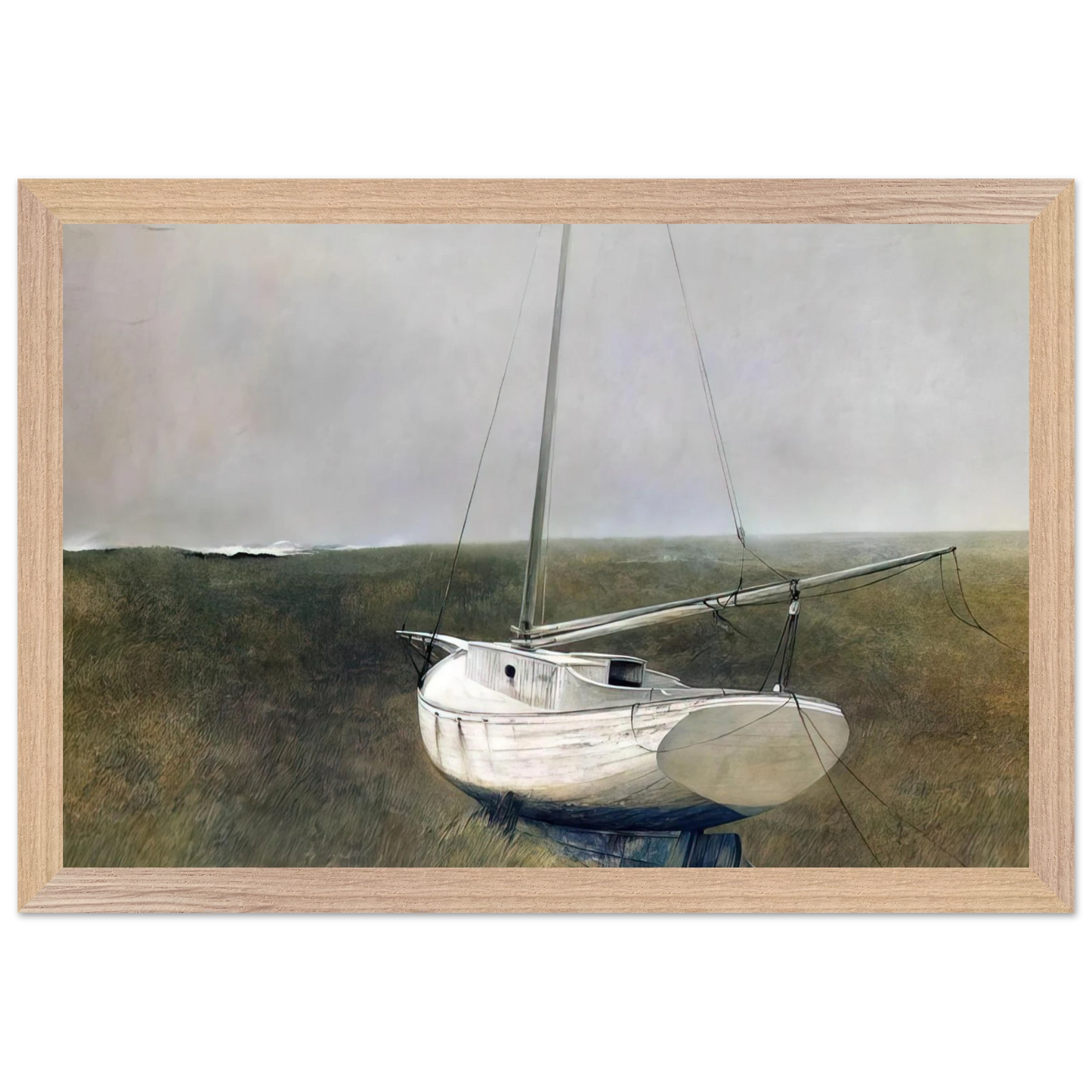 Andrew Wyeth - BELOW DOVER 1950 Wall Art - 30x40 cm / 12x16 inches - Premium Wooden Framed Poster With Fine Art Paper - Wood frame