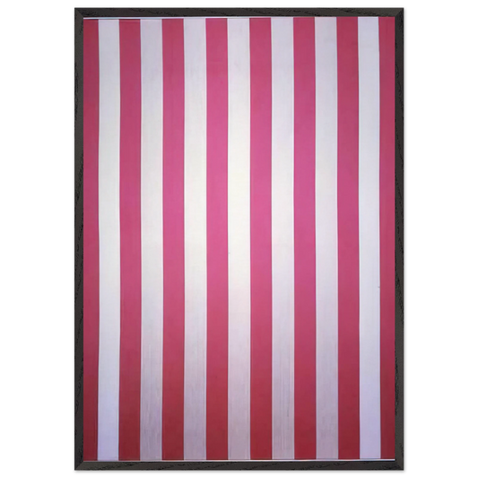 Peinture acrylique blanche sur tissu raye blanc et rouge - 1970 - Daniel Buren Framed Art Print – Black Wooden Frame - Default Title - -Framed Art Print