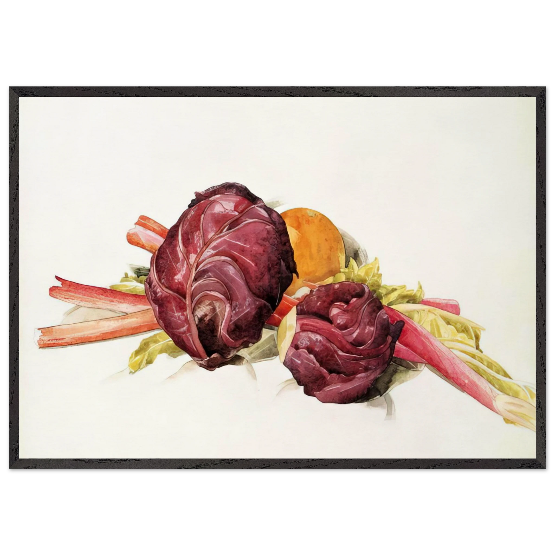 Red Cabbages Rhubarb and Orange - 1929 - Charles Demuth Framed Art Print – Black Wooden Frame - Default Title - -Framed Art Print