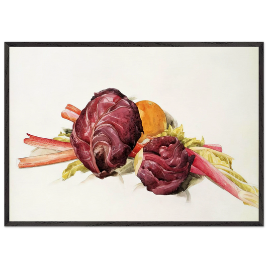 Red Cabbages Rhubarb and Orange - 1929 - Charles Demuth Framed Art Print – Black Wooden Frame - Default Title - -Framed Art Print