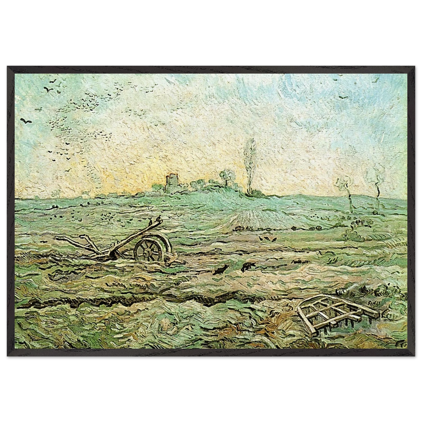 The Plough and the Harrow after Millet - Vincent van Gogh Framed Art Print – Black Wooden Frame - Default Title - -Framed Art Print