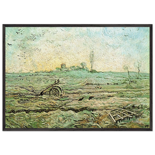 The Plough and the Harrow after Millet - Vincent van Gogh Framed Art Print – Black Wooden Frame - Default Title - -Framed Art Print