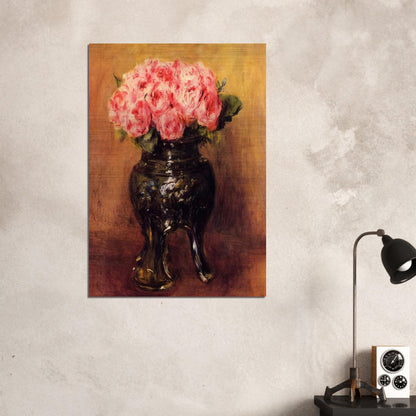 Roses in a China Vase - Pierre-Auguste Renoir Brushed Aluminum Print - 70x100 cm / 28x40 inches | Pierre-Auguste Renoir Aluminum Print | Pierre-Auguste Renoir Prints