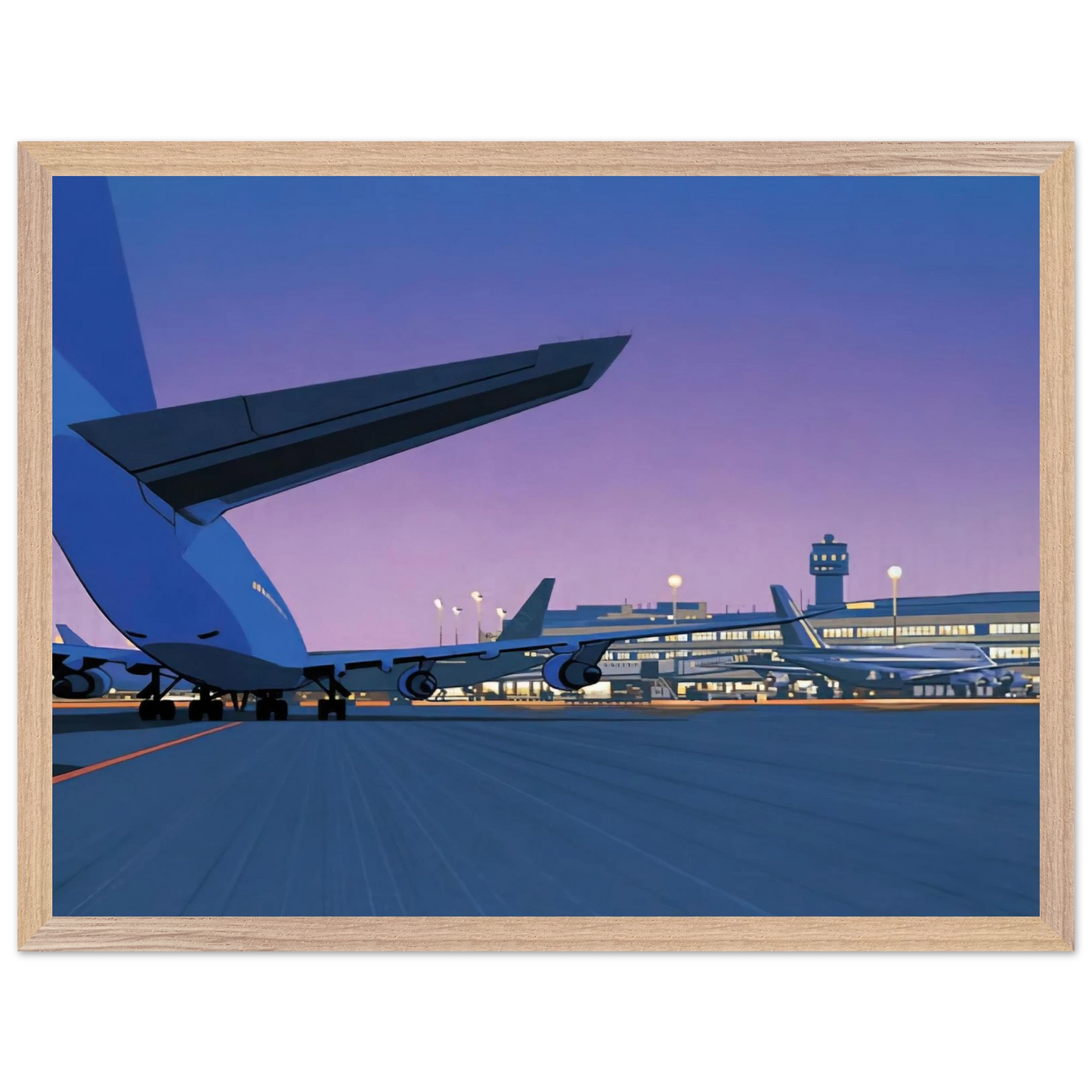 Hiroshi Nagai - Taxiway Wall Art - 60x80 cm / 24x32 inches - Premium Wooden Framed Poster With Fine Art Paper - Black frame