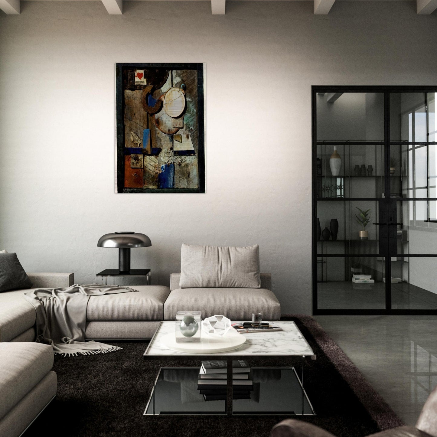 MERZBILD ROSSFETT 1919 - Kurt Schwitters Brushed Aluminum Print - 70x100 cm / 28x40 inches | Kurt Schwitters Aluminum Print | Kurt Schwitters Prints