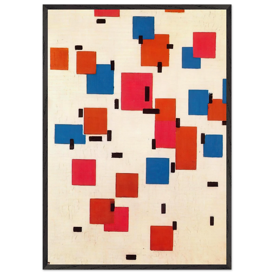 Composition in Color A - Piet Mondrian 70x100 cm / 28x40 inches Framed Art Print – Black Wooden Frame