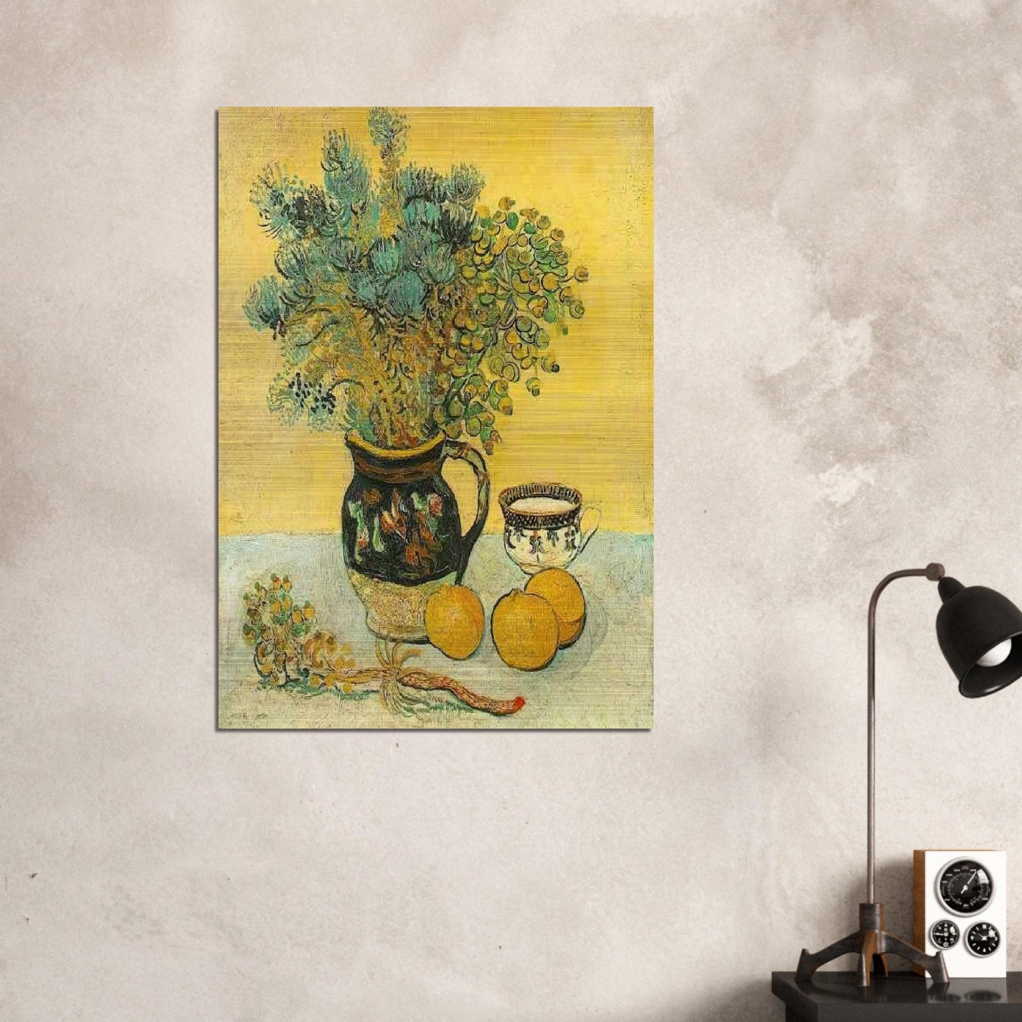 Still Life Majolica Jug with Wildflowers - Vincent van Gogh Brushed Aluminum Print - 70x100 cm / 28x40 inches | Vincent van Gogh Aluminum Print | Vincent van Gogh Prints