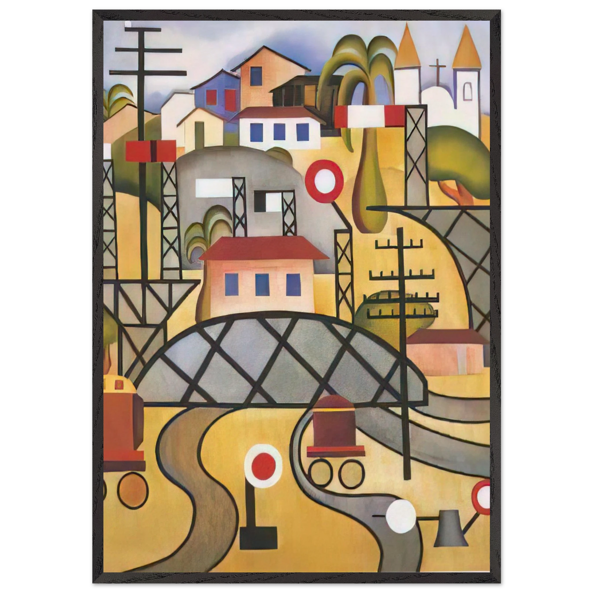 EFCB Estrada de Ferro Central do Brasil - Tarsila do Amaral Framed Art Print – Black Wooden Frame - Default Title - -Framed Art Print