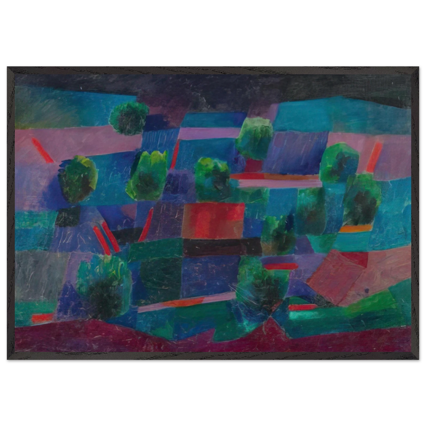 Moonlit Landscape - 1958 - Johannes Itten Framed Art Print – Black Wooden Frame - Default Title - -Framed Art Print