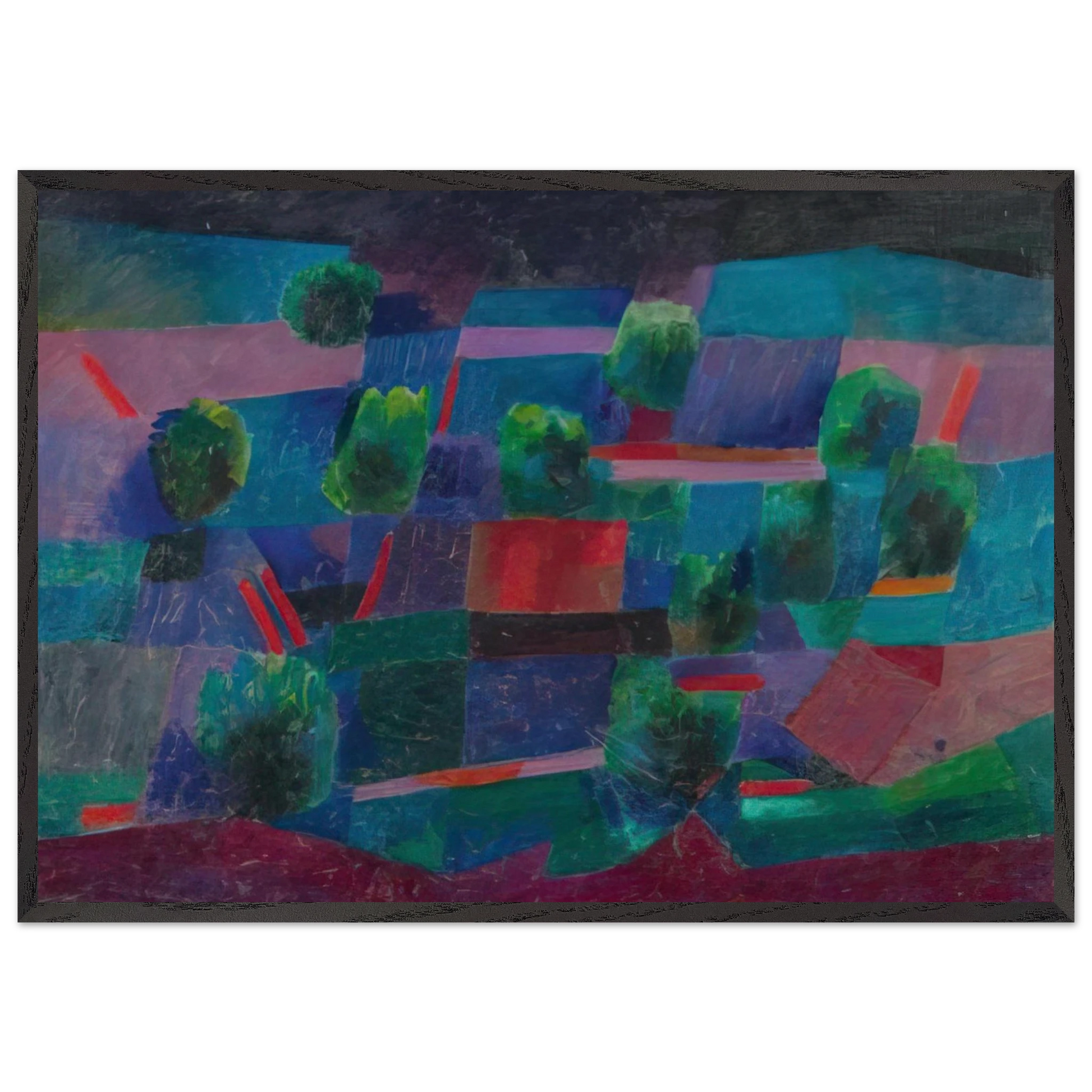 Moonlit Landscape - 1958 - Johannes Itten Framed Art Print – Black Wooden Frame - Default Title - -Framed Art Print