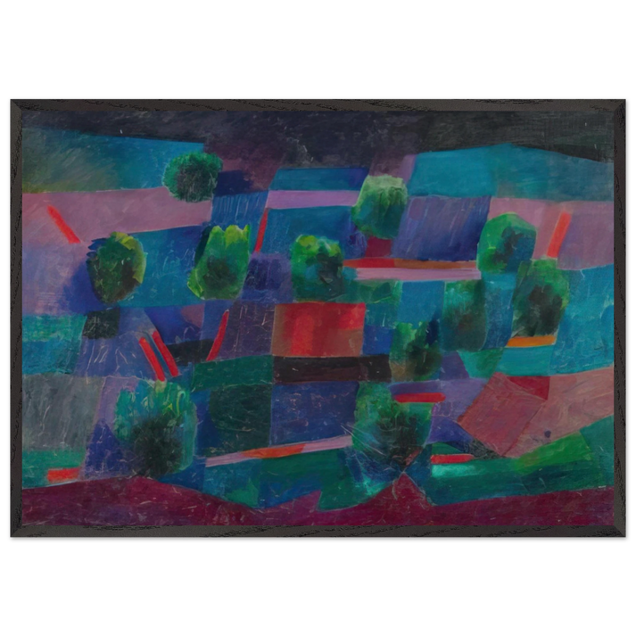 Moonlit Landscape - 1958 - Johannes Itten 70x100 cm / 28x40 inches Framed Art Print – Black Wooden Frame