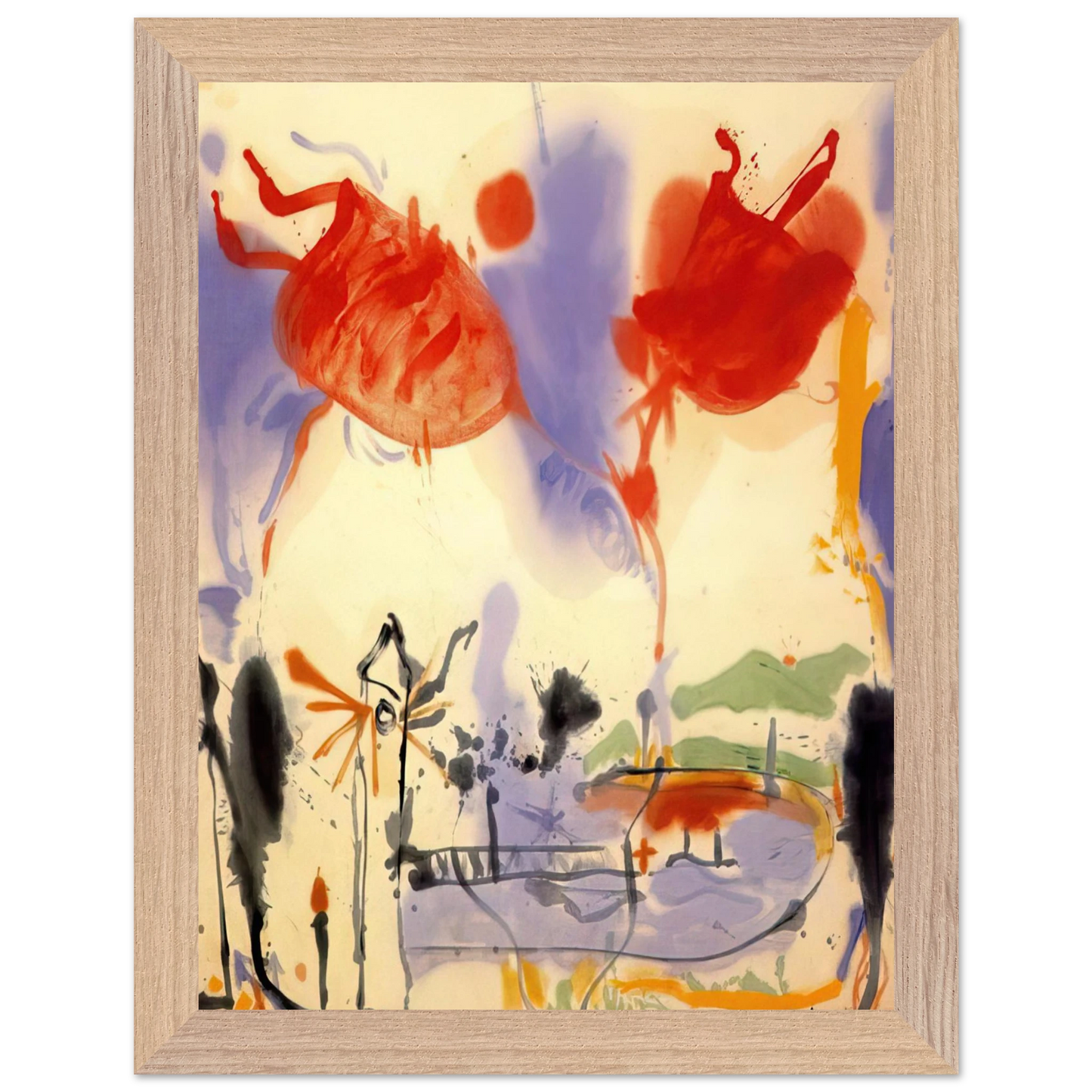 Helen Frankenthaler - Round Trip - 1957 Wall art - 50x70 cm / 20x28 inches - Premium Wooden Framed Poster With Fine Art Paper - Black frame