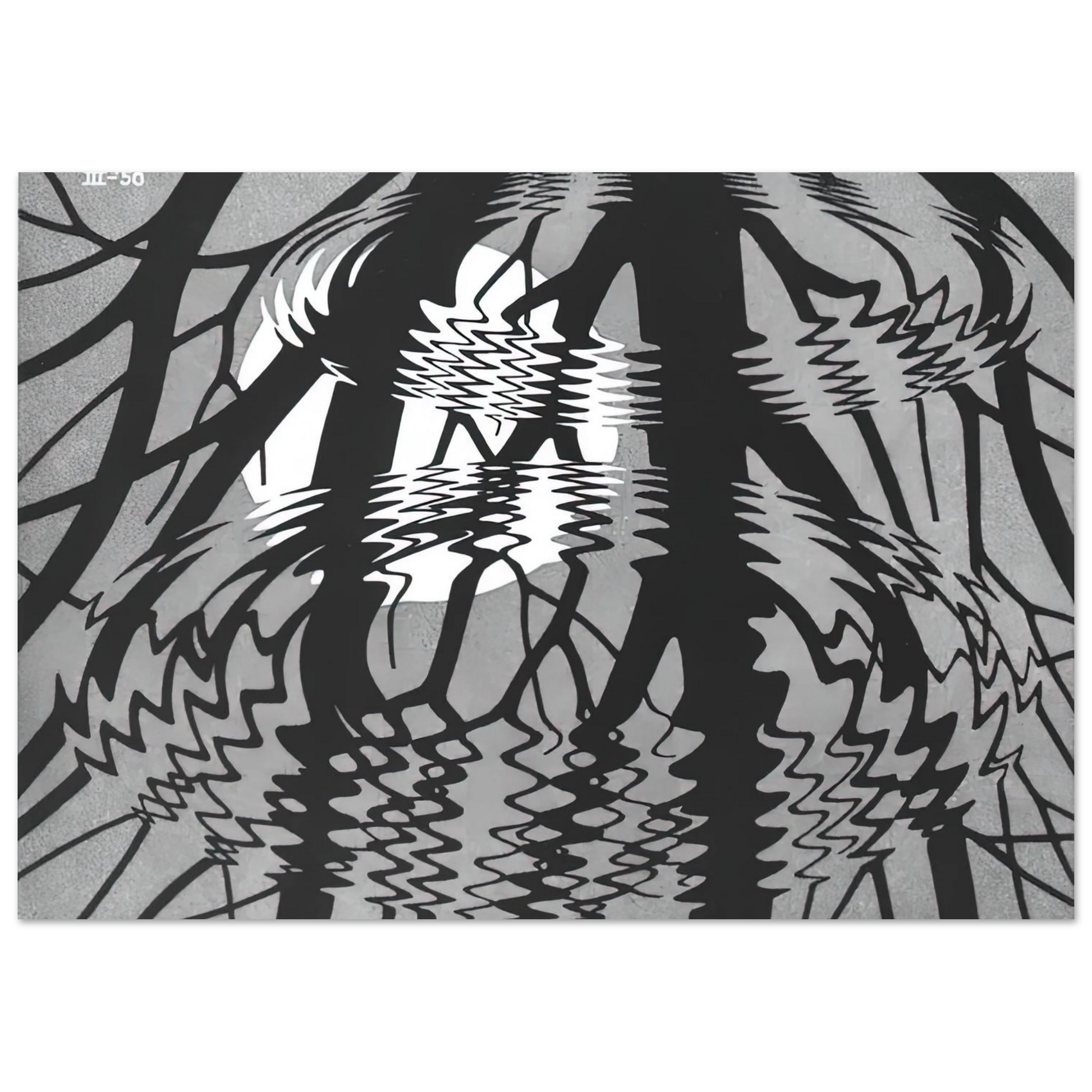 MC Escher - RIPPLED SURFACE Wall Art - 30x40 cm / 12x16 inches - Premium Wooden Framed Poster With Fine Art Paper - Wood frame