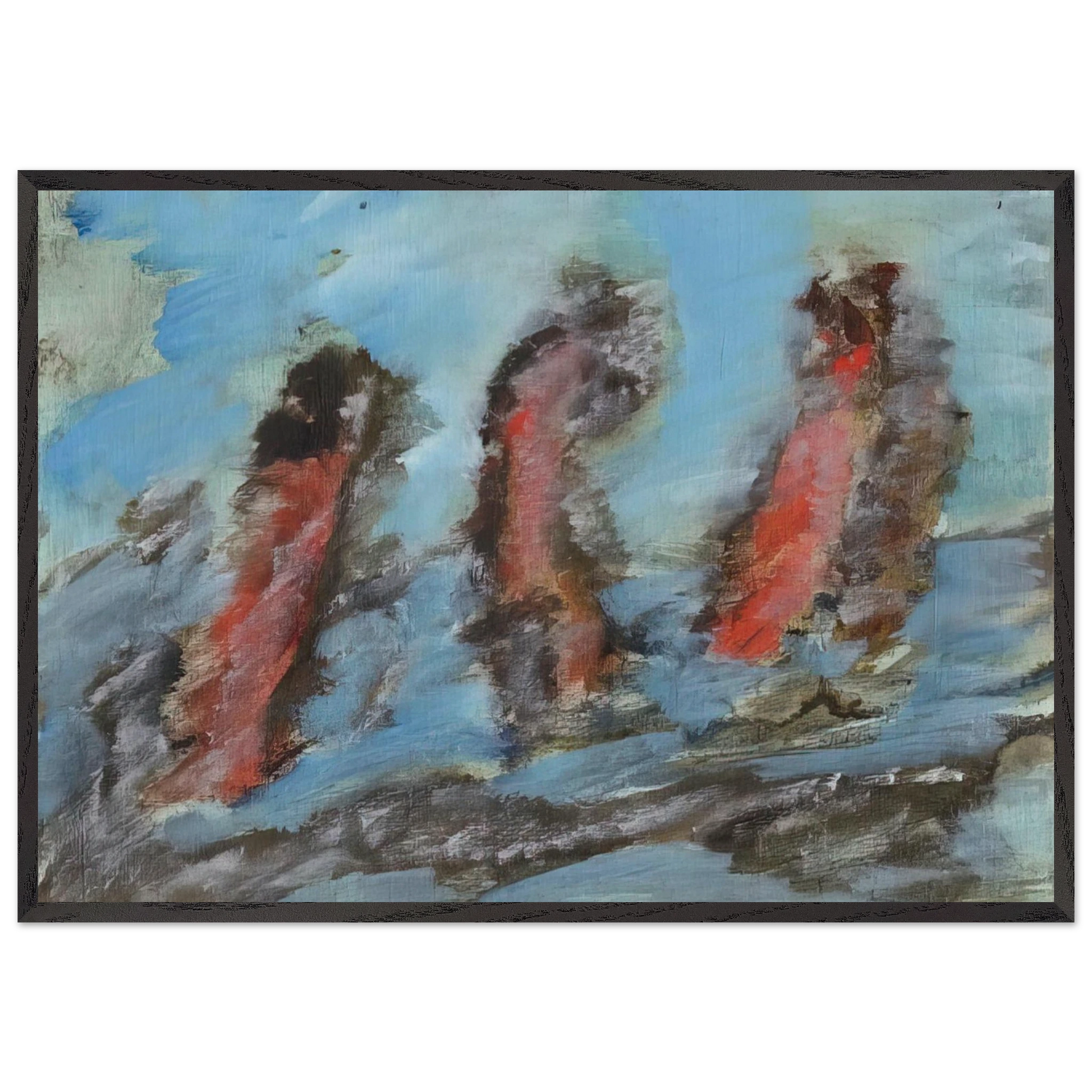 UNTITLED KC 505 1984 - Henri Michaux 70x100 cm / 28x40 inches Framed Art Print – Black Wooden Frame