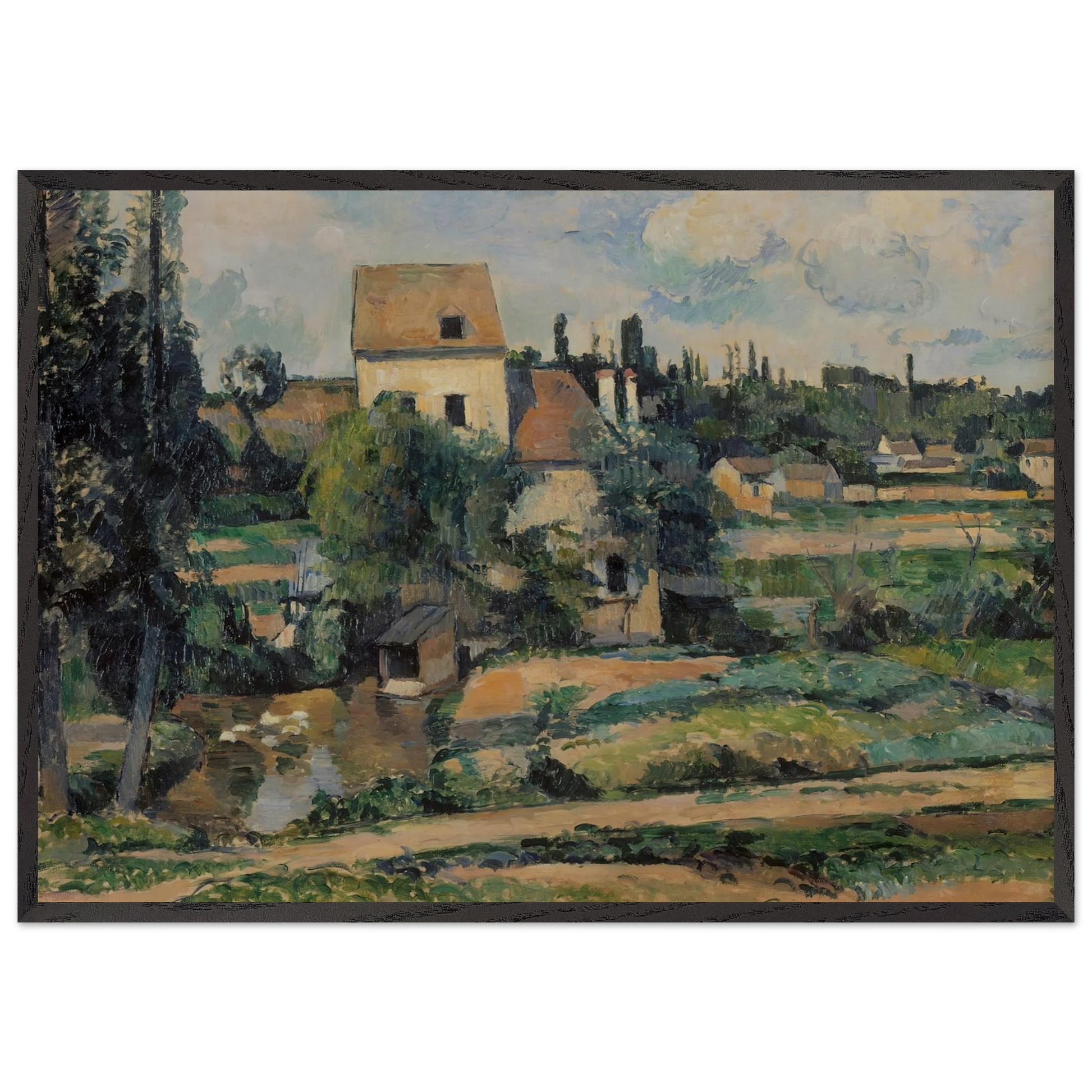 Moulin de la Couleuvre at Pontoise - Paul Cezanne Framed Art Print – Black Wooden Frame - Default Title - -Framed Art Print