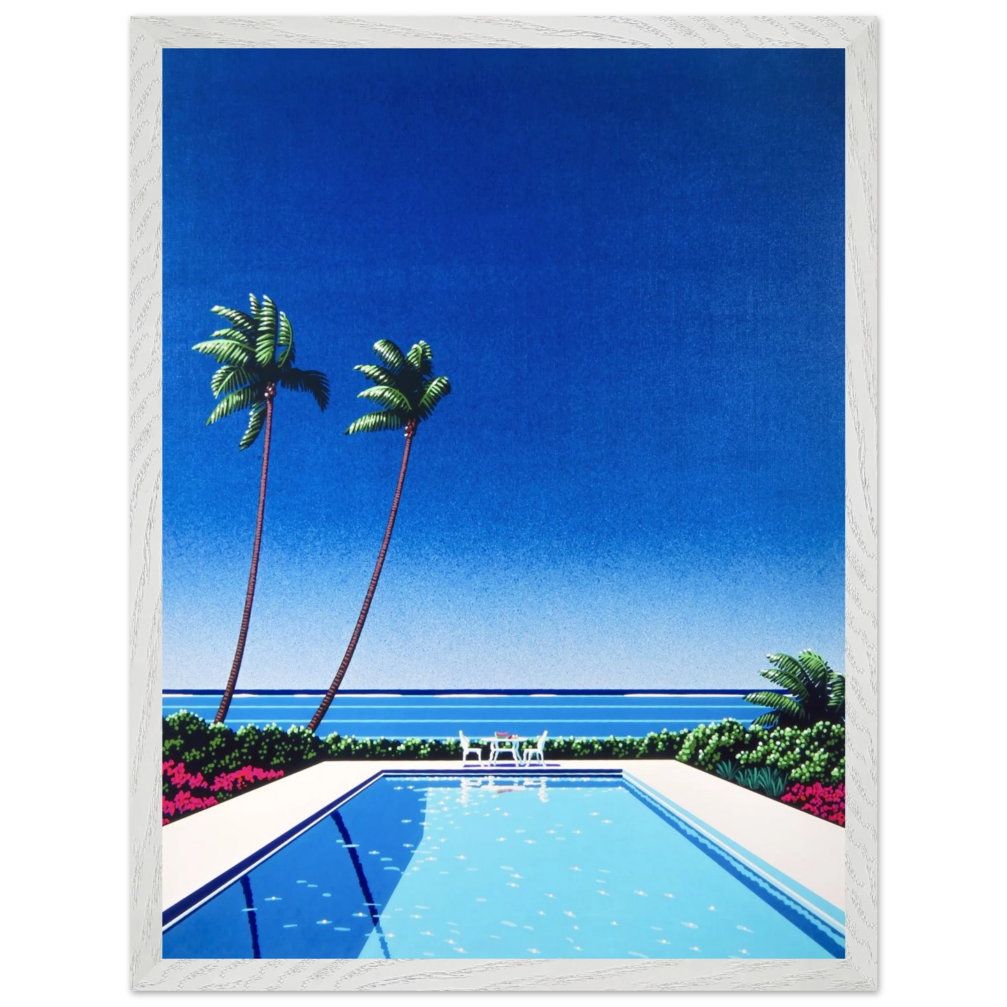 Hiroshi Nagai - Watermelon Pool Wall Art - 60x80 cm / 24x32 inches - Premium Wooden Framed Poster With Fine Art Paper - Black frame