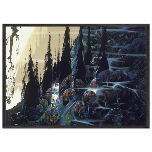 Black Spruce - Eyvind Earle Framed Art Print – Black Wooden Frame - Default Title - -Framed Art Print