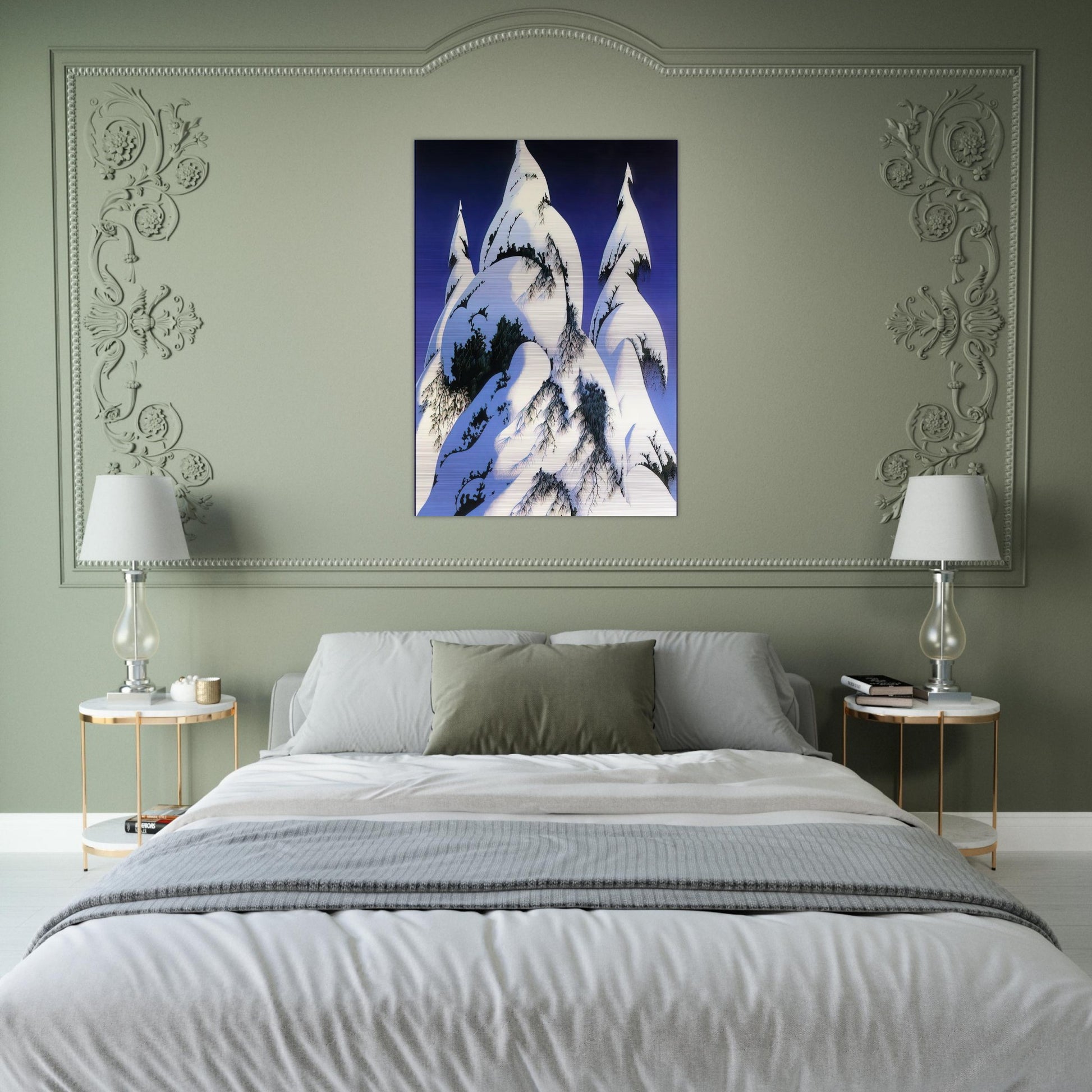 Snow Trees - Eyvind Earle Brushed Aluminum Print - 70x100 cm / 28x40 inches | Eyvind Earle Aluminum Print | Eyvind Earle Prints