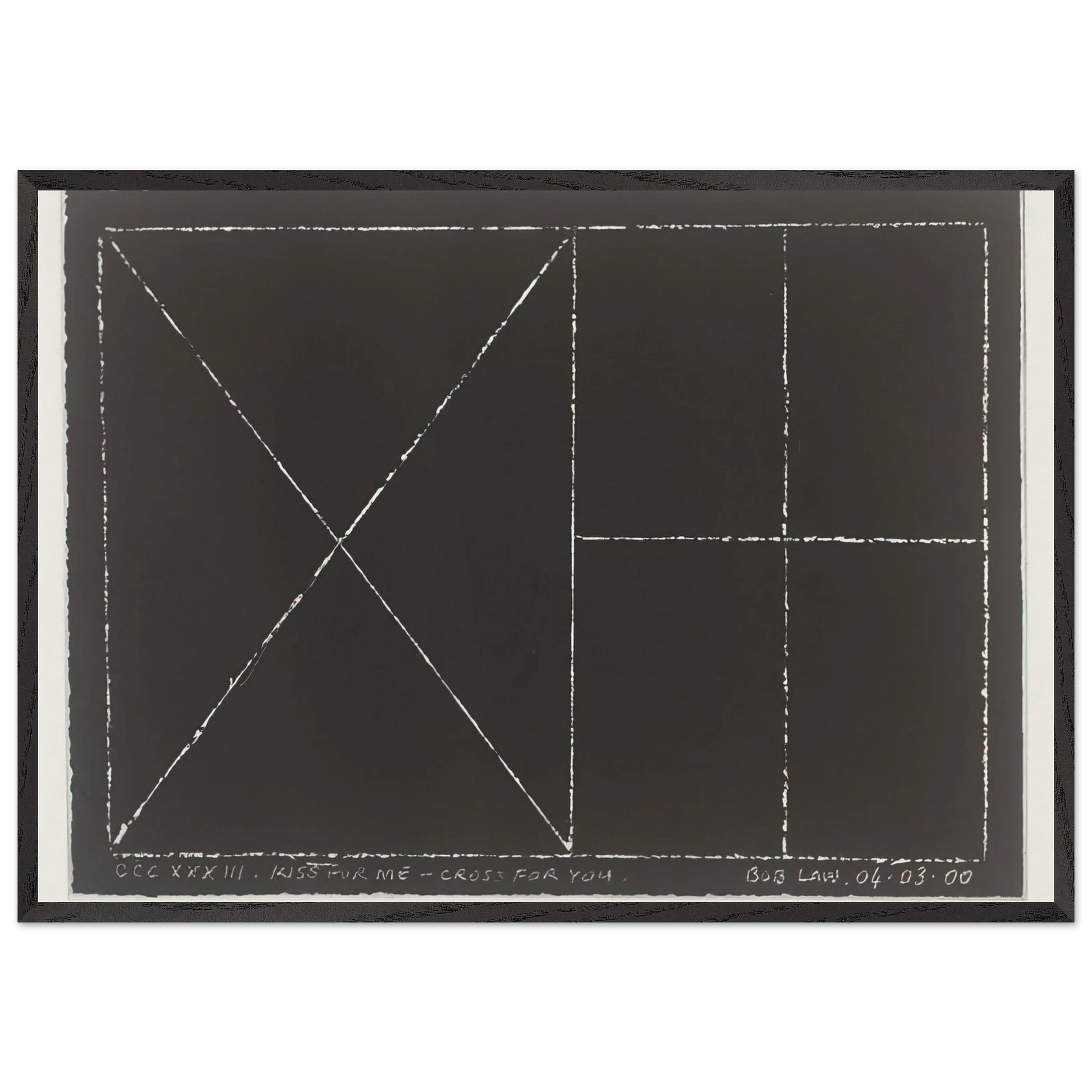 Kiss for Me - Cross for You - 2000 - Bob Law Framed Art Print – Black Wooden Frame - Default Title - -Framed Art Print