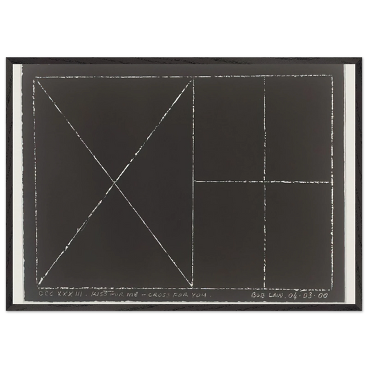 Kiss for Me - Cross for You - 2000 - Bob Law Framed Art Print – Black Wooden Frame - Default Title - -Framed Art Print
