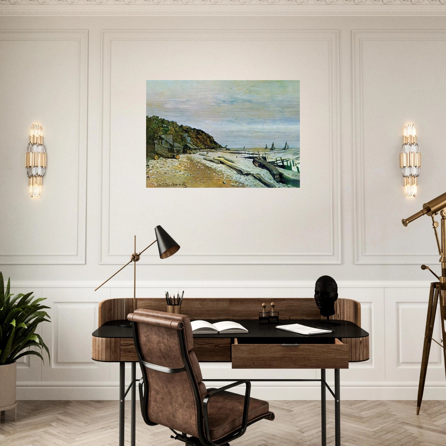 Boatyard near Honfleur - claude monet Brushed Aluminum Print - 70x100 cm / 28x40 inches | claude monet Aluminum Print | claude monet Prints
