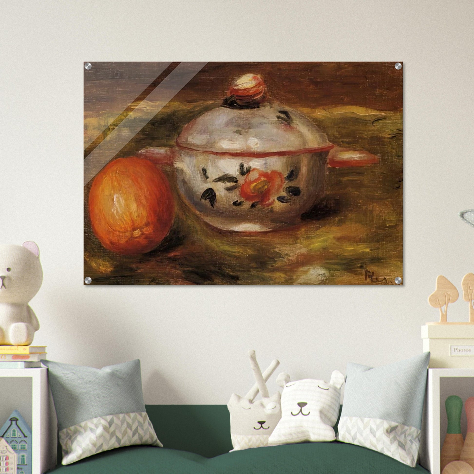 Still Life with Orange and Sugar Bowl - Pierre-Auguste Renoir Acrylic Print - 70x100 cm / 28x40″ inches