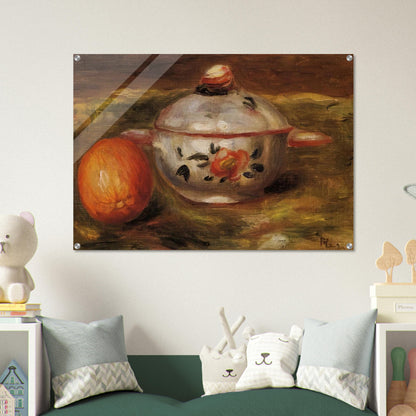 Still Life with Orange and Sugar Bowl - Pierre-Auguste Renoir Acrylic Print - 70x100 cm / 28x40″ inches