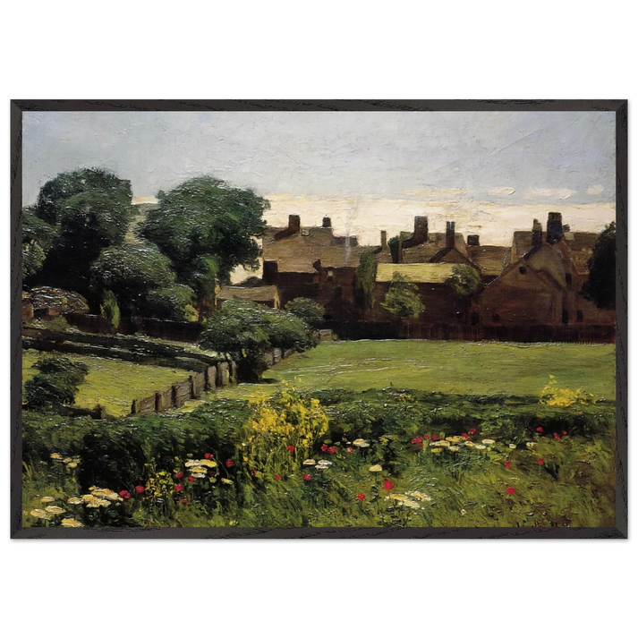 Village Scene - Childe Hassam 70x100 cm / 28x40 inches Framed Art Print – Black Wooden Frame
