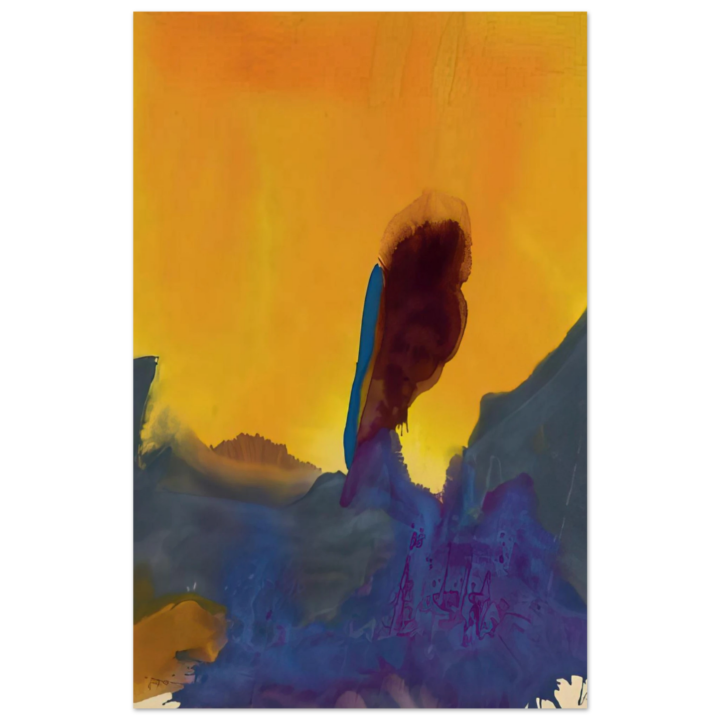 Helen Frankenthaler - Glow II - 1968 Wall art - 27x35 cm / 11x14 inches - Premium Wooden Framed Poster With Fine Art Paper - Black frame