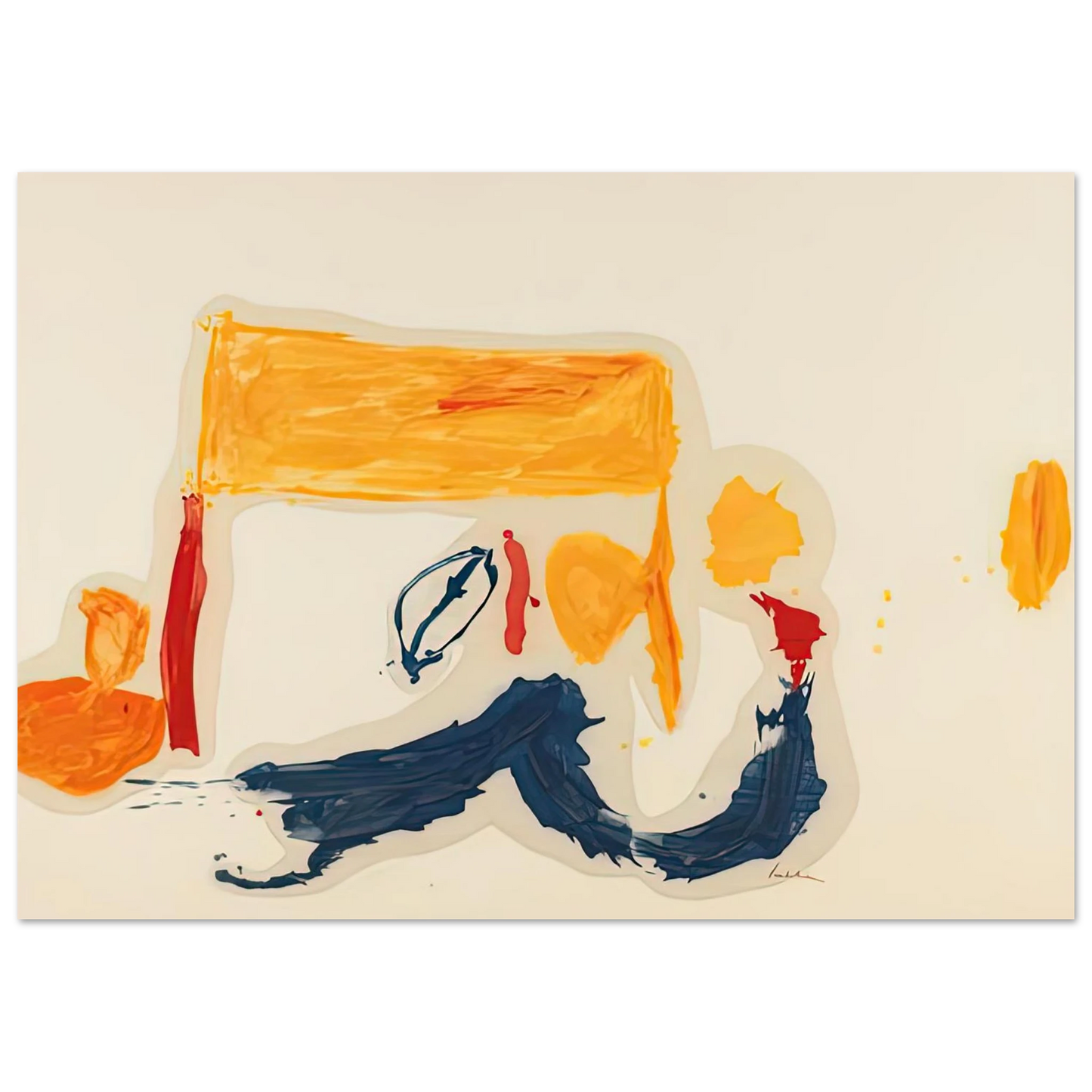 Helen Frankenthaler - Yellow Games, 1962- Wall Art - 21x29.7 cm / 8x12" - Premium Wooden Framed Poster With Fine Art Paper - Black frame
