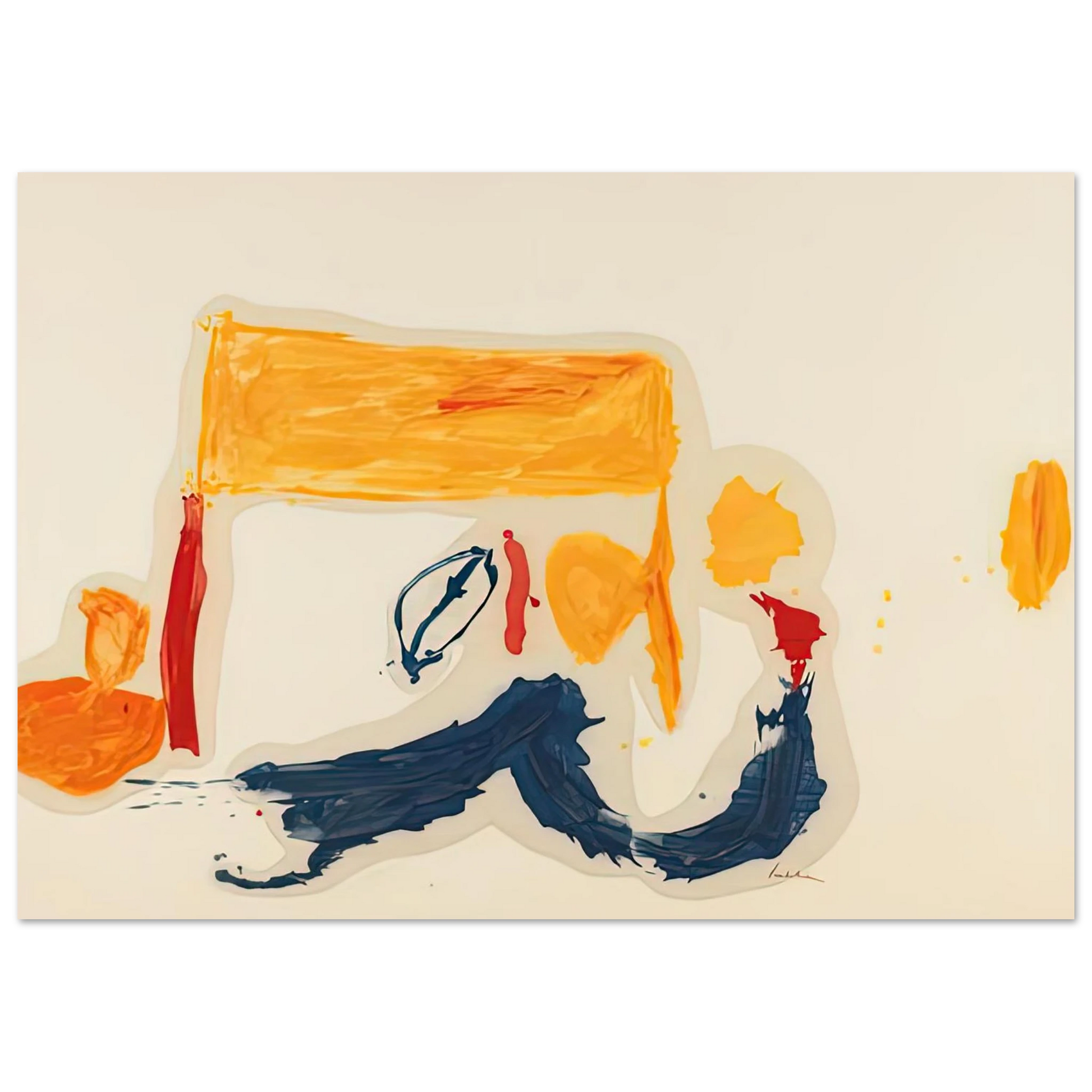 Helen Frankenthaler - Yellow Games, 1962- Wall Art - 21x29.7 cm / 8x12" - Premium Wooden Framed Poster With Fine Art Paper - Black frame