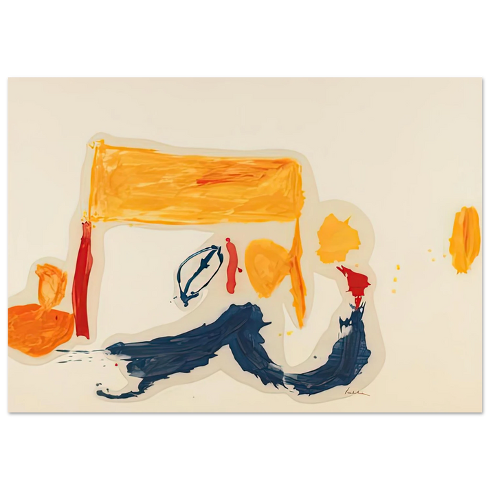Helen Frankenthaler - Yellow Games, 1962- Wall Art - 21x29.7 cm / 8x12" - Premium Wooden Framed Poster With Fine Art Paper-canvas - Black frame