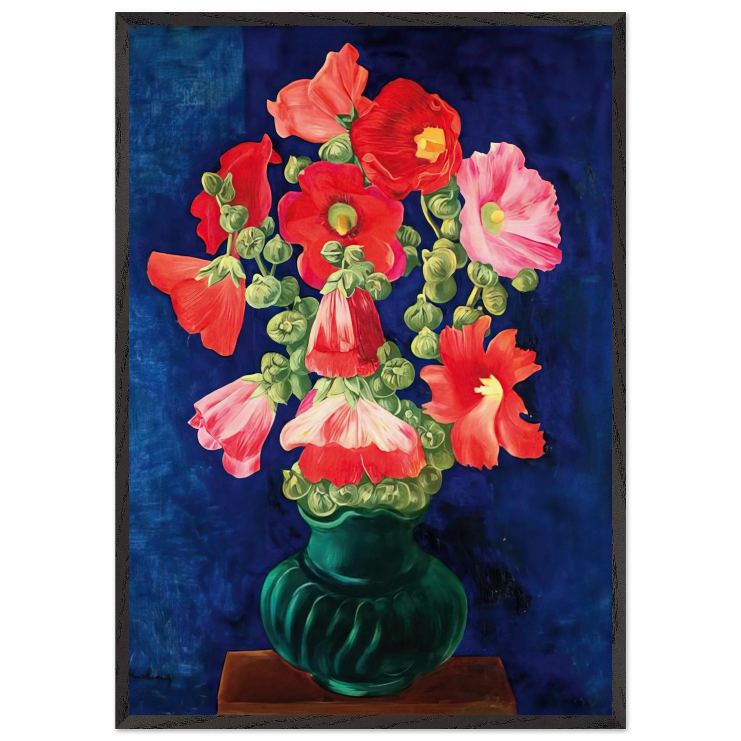 HOLLYHOCKS 1939 - Moise Kisling Framed Art Print – Black Wooden Frame - Default Title - -Framed Art Print