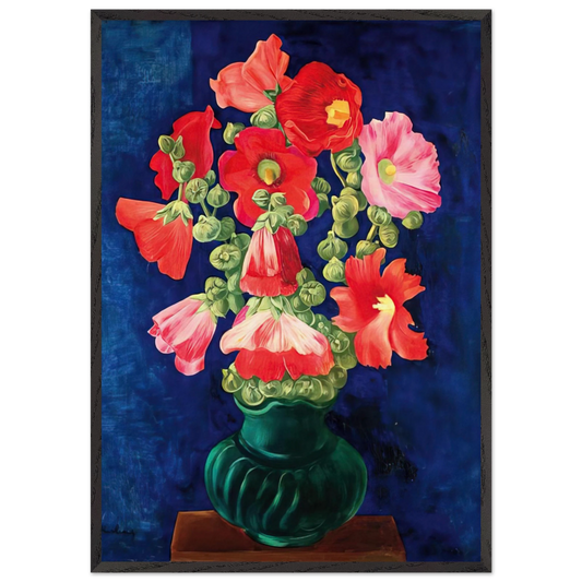 HOLLYHOCKS 1939 - Moise Kisling Framed Art Print – Black Wooden Frame - Default Title - -Framed Art Print