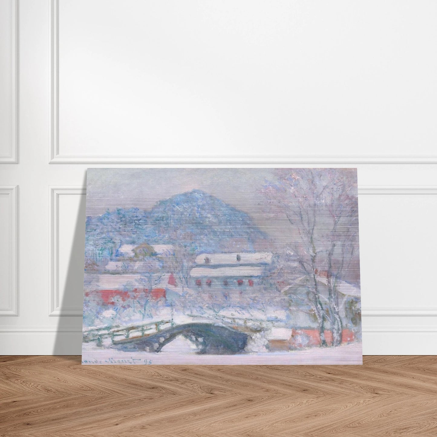 Norway, Sandviken Village in the Snow - claude monet Brushed Aluminum Print - 70x100 cm / 28x40 inches | claude monet Aluminum Print | claude monet Prints