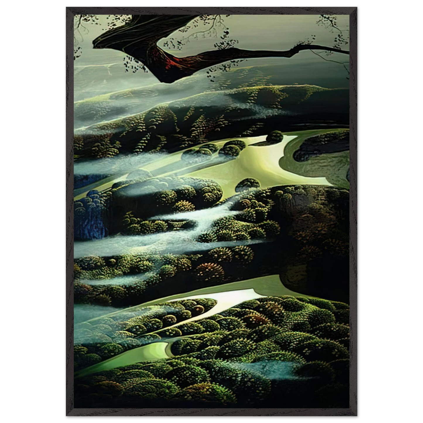 Carmel Valley Memory - Eyvind Earle Framed Art Print – Black Wooden Frame - Default Title - -Framed Art Print