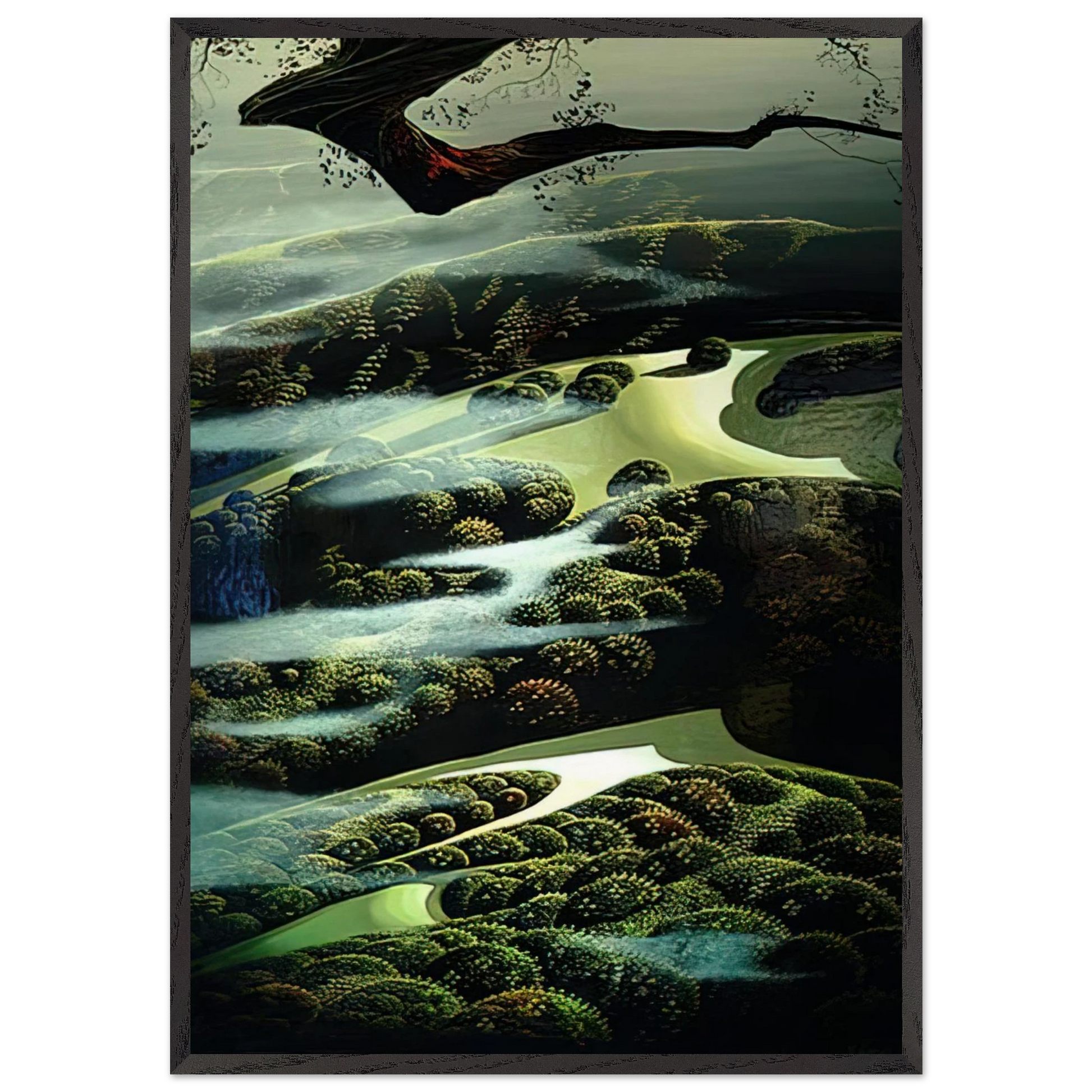 Carmel Valley Memory - Eyvind Earle Framed Art Print – Black Wooden Frame - Default Title - -Framed Art Print