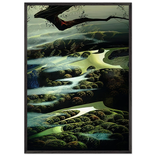 Carmel Valley Memory - Eyvind Earle Framed Art Print – Black Wooden Frame - Default Title - -Framed Art Print