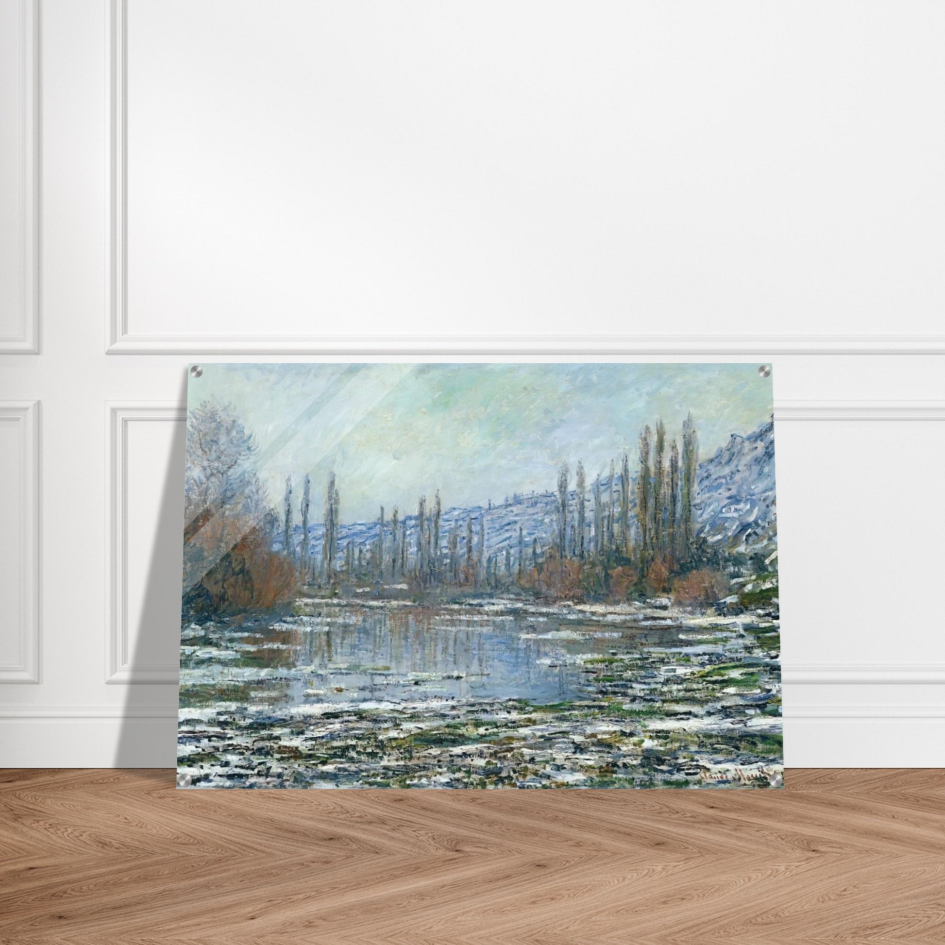 The Thaw at Vetheuil - claude monet Acrylic Print - 70x100 cm / 28x40″ inches | claude monet Wall Art | claude monet Prints