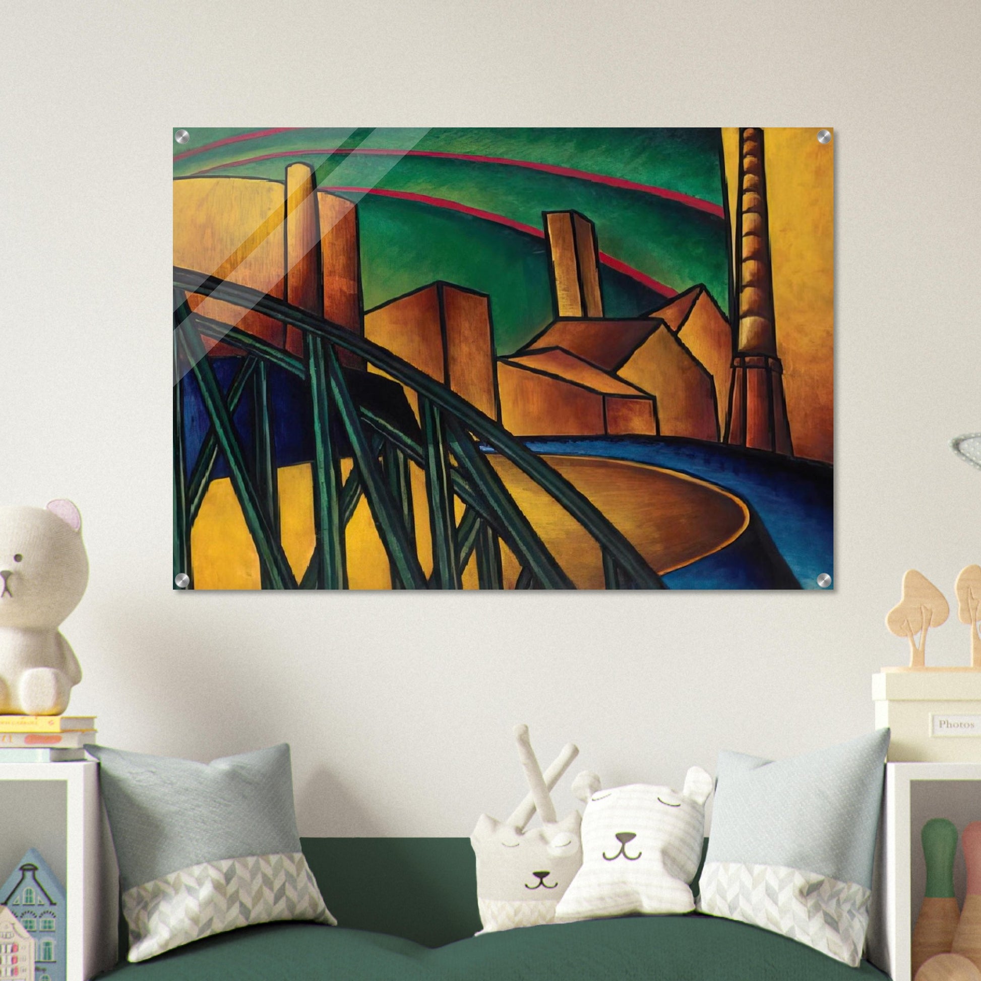 Landscape with Bridge at Óbuda Hajógyár - Laszlo Moholy-Nagy Acrylic Print - 70x100 cm / 28x40″ inches