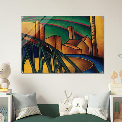 Landscape with Bridge at Óbuda Hajógyár - Laszlo Moholy-Nagy Acrylic Print - 70x100 cm / 28x40″ inches
