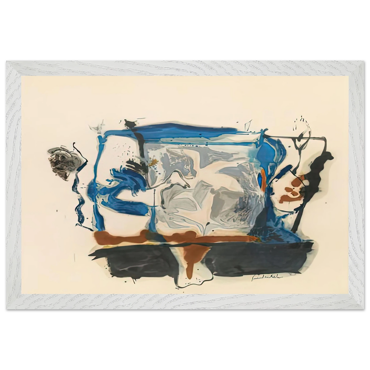 Helen Frankenthaler - Swan Lake II, 1961- Wall Art - 30x40 cm / 12x16 inches - Premium Wooden Framed Poster With Fine Art Paper - White frame
