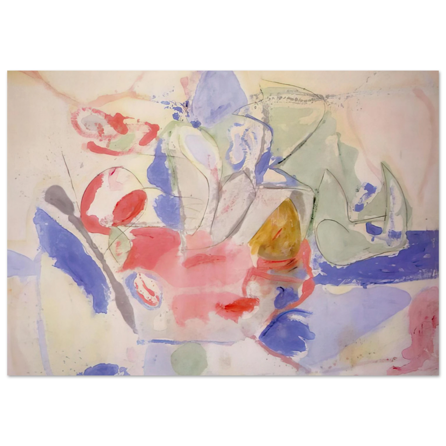 Helen Frankenthaler - Mountains and Sea - 1952 Wall art - 20x25 cm / 8x10 Inches - Premium Wooden Framed Poster With Fine Art Paper - Black frame